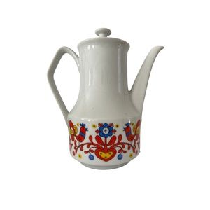 Vintage Porcelain Tall teapot Amish Partridge pattern Made in Japan 1970s - Nevc